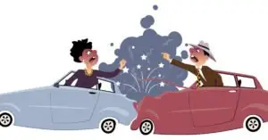 vector of two drivers in a tailgating accident