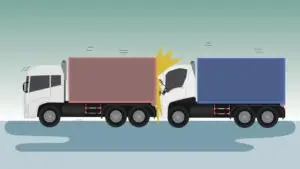 vector of two trucks colliding