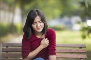 woman with chest pain