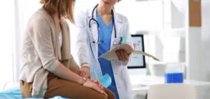 doctor and patient discuss test results