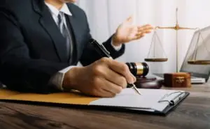 lawyer explains legal options to client