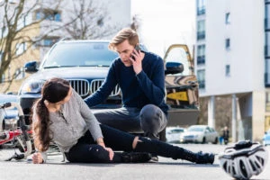 motorist calls for help after bike accident
