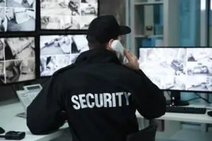 security system operator watching monitors