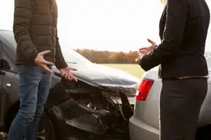 two motorists argue following a collision