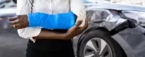 woman has broken arm after car crash
