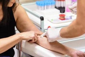 woman getting blood drawn