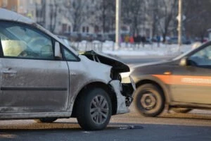 Car damaged after a car accident