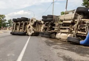 semi-truck-tipped-over-on-the-side-of-the-road