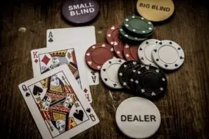 Playing cards and gambling chips.
