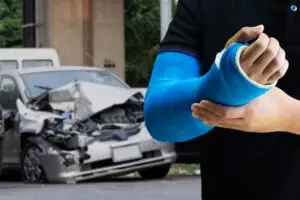 A car accident injury victim in need of a lawyer.