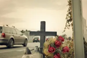 roadside-memorial-flowers-in-Rancho-Cordova-after-a-fatal-car-wreck