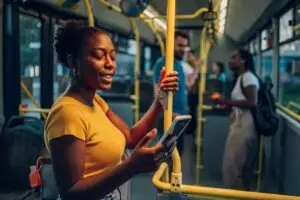 black woman on bus