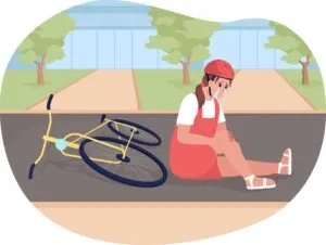 vector of girl on ground after bicycle crash
