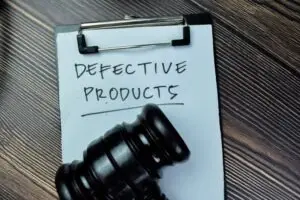 efective products’ is written on a clipboard that’s placed near a gavel. What are the most common types of injuries caused by defective products?