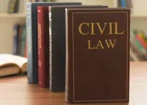 Civil Law Books Standing Up On A Desk