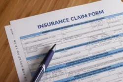 A close-up of an insurance claim form.