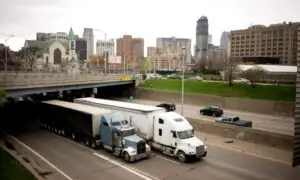 semi trucks drive on michigan interstate