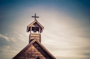 wooden church with cross