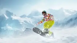 young woman on snowboard