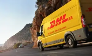 DHL truck on the road