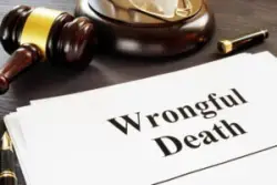 Wrongful death paperwork and gavel