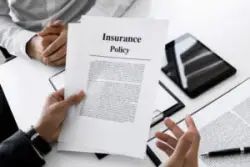 Insurance policy papers in hand